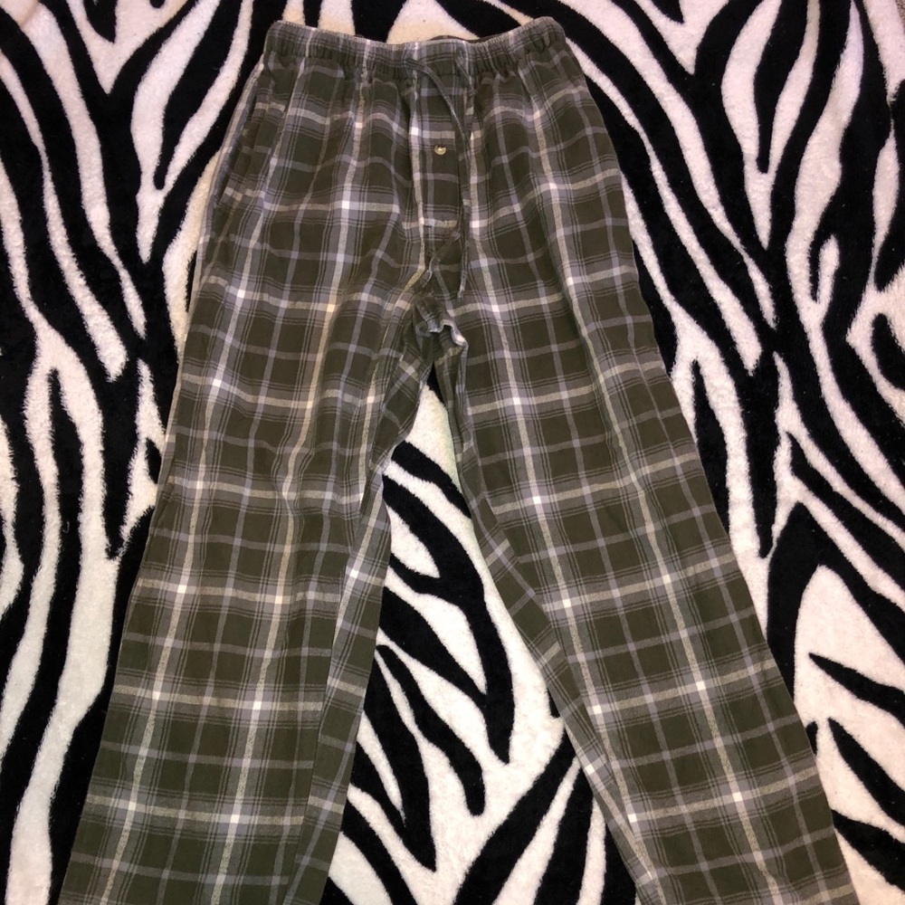 Green Plaid Drawstring Sweatpants !